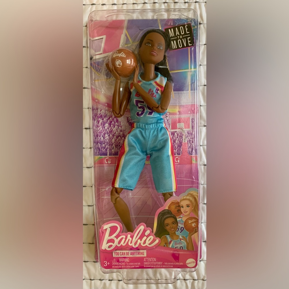 Made to Move Barbie Brunette Basketball Player Wearing Removable Uniform BBall